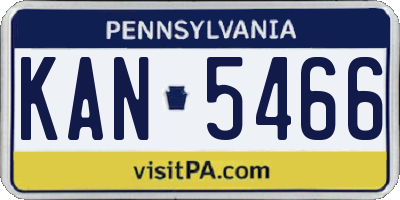 PA license plate KAN5466