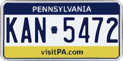 PA license plate KAN5472