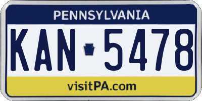 PA license plate KAN5478