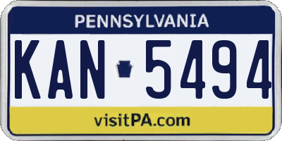 PA license plate KAN5494