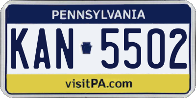 PA license plate KAN5502
