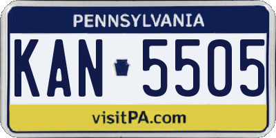 PA license plate KAN5505