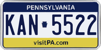 PA license plate KAN5522