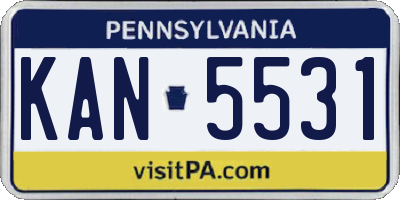PA license plate KAN5531