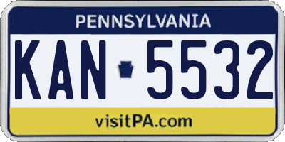 PA license plate KAN5532