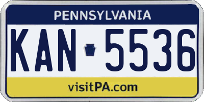 PA license plate KAN5536