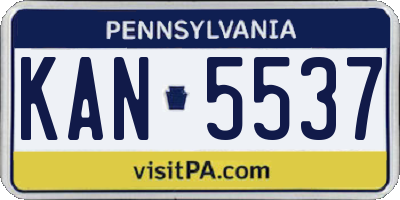 PA license plate KAN5537