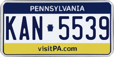 PA license plate KAN5539