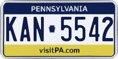 PA license plate KAN5542