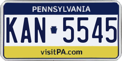 PA license plate KAN5545