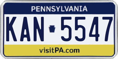 PA license plate KAN5547