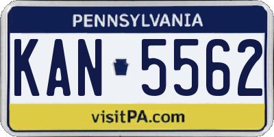 PA license plate KAN5562