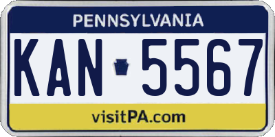 PA license plate KAN5567