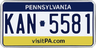 PA license plate KAN5581