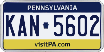 PA license plate KAN5602