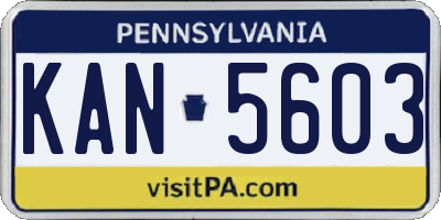 PA license plate KAN5603
