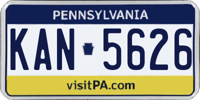 PA license plate KAN5626