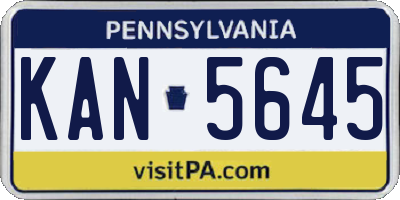 PA license plate KAN5645