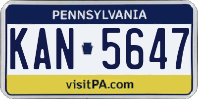 PA license plate KAN5647