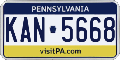 PA license plate KAN5668