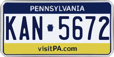 PA license plate KAN5672