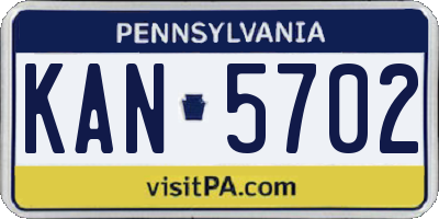PA license plate KAN5702