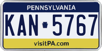 PA license plate KAN5767