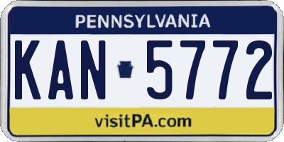 PA license plate KAN5772