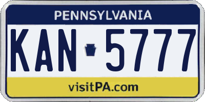 PA license plate KAN5777