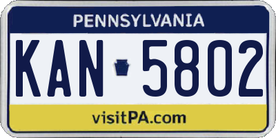 PA license plate KAN5802