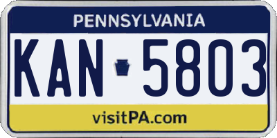 PA license plate KAN5803
