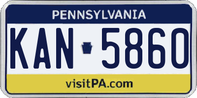 PA license plate KAN5860
