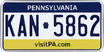 PA license plate KAN5862