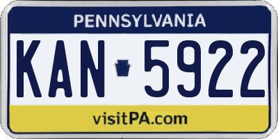 PA license plate KAN5922