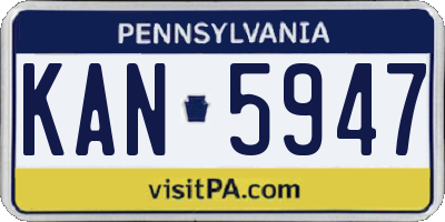 PA license plate KAN5947