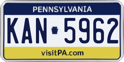 PA license plate KAN5962