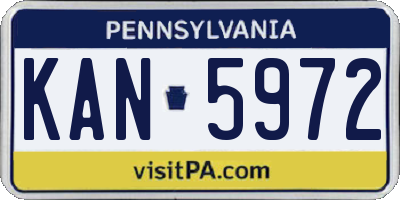 PA license plate KAN5972