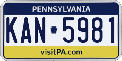 PA license plate KAN5981