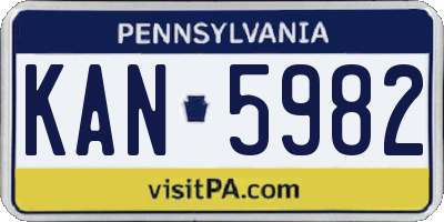 PA license plate KAN5982