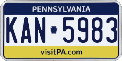 PA license plate KAN5983