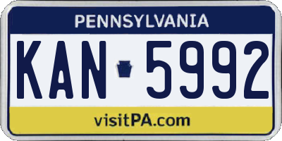 PA license plate KAN5992