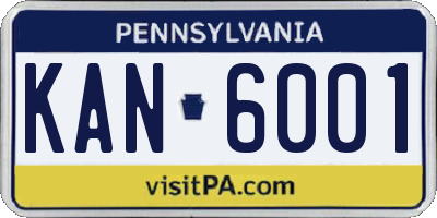 PA license plate KAN6001