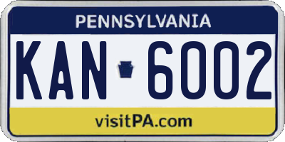 PA license plate KAN6002
