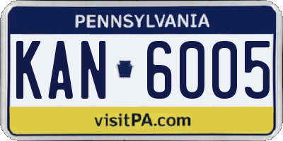 PA license plate KAN6005