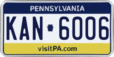 PA license plate KAN6006
