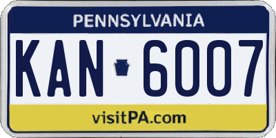 PA license plate KAN6007