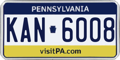 PA license plate KAN6008