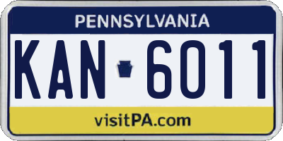 PA license plate KAN6011