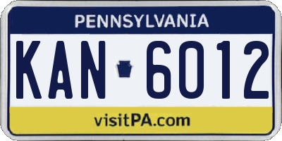 PA license plate KAN6012