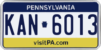 PA license plate KAN6013